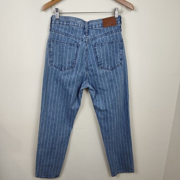 MADEWELL THE PERFECT VINTAGE CROP JEAN WOMEN 26 RETRO STRIPED BLUE WHITE DENIM - Picture 7 of 15